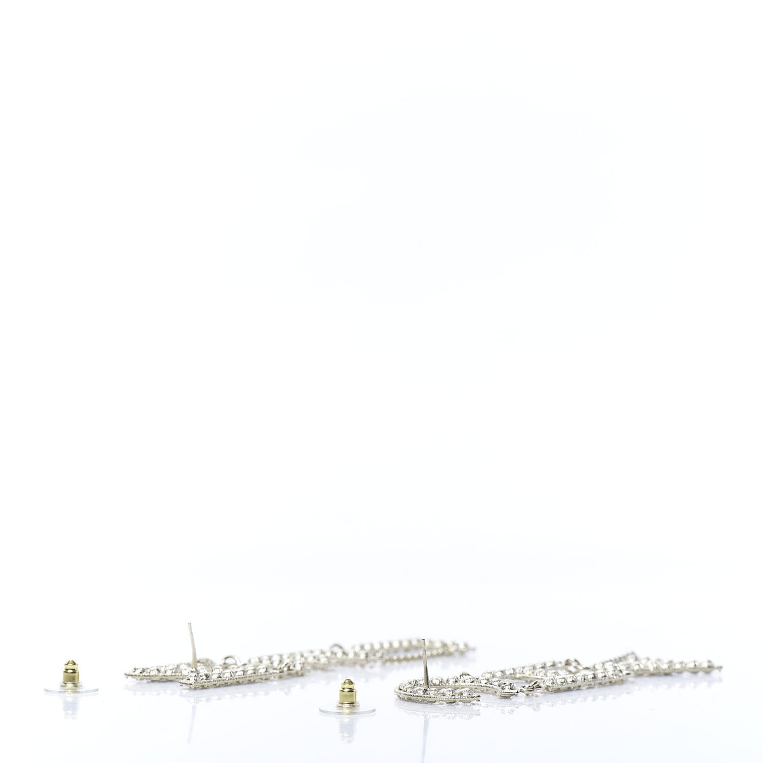 Chanel Crystal Cha-Nel Logo Drop Earrings Gold 3 of 6