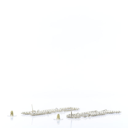Chanel Crystal Cha-Nel Logo Drop Earrings Gold 3 of 6
