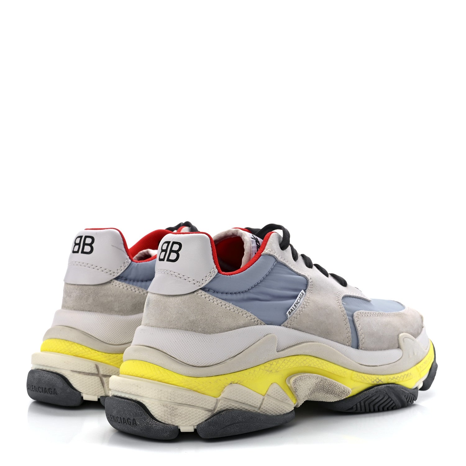 Balenciaga Nylon Suede Womens Triple S 2.0 Sneakers 38 Gris Bleu Rouge 4 of 9