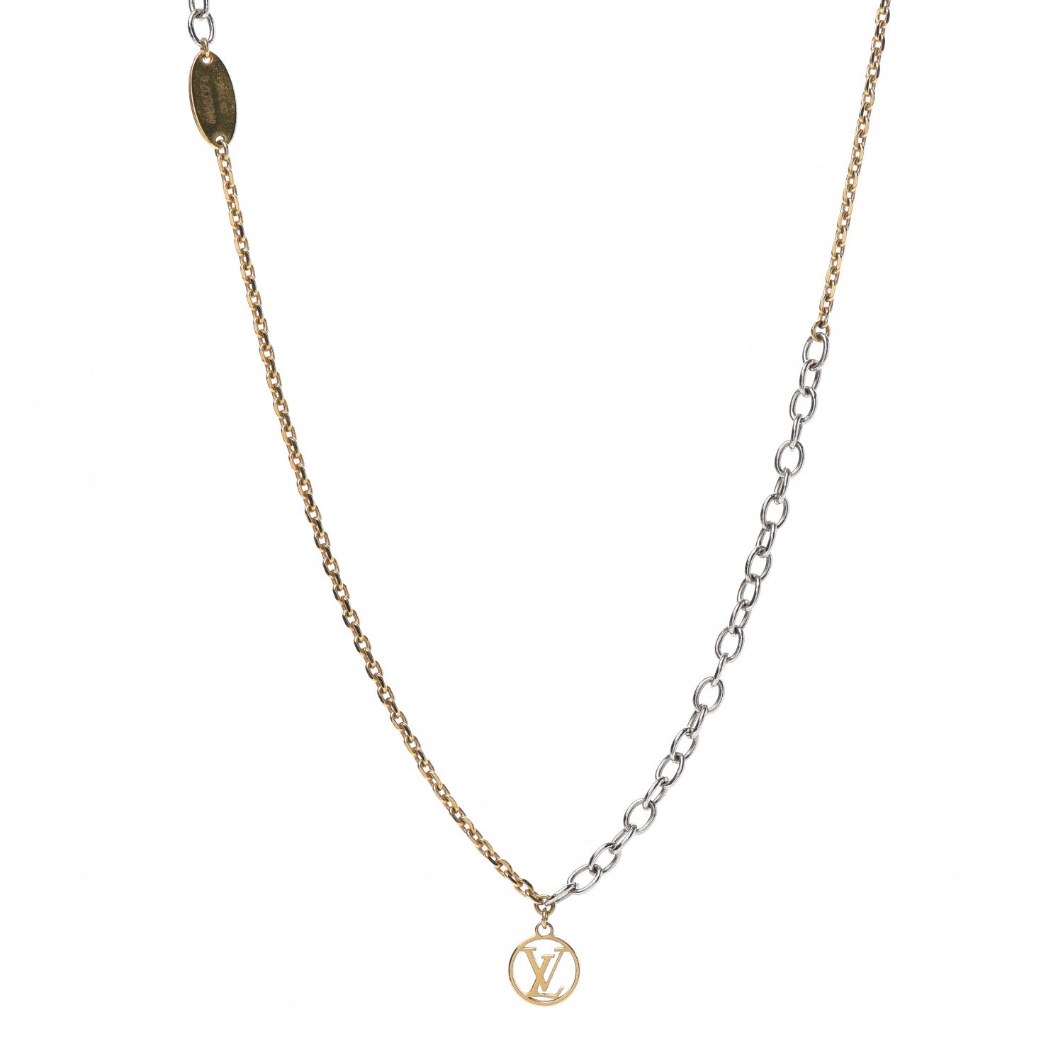 Louis Vuitton Logomania Necklace Silver Gold 1 of 5