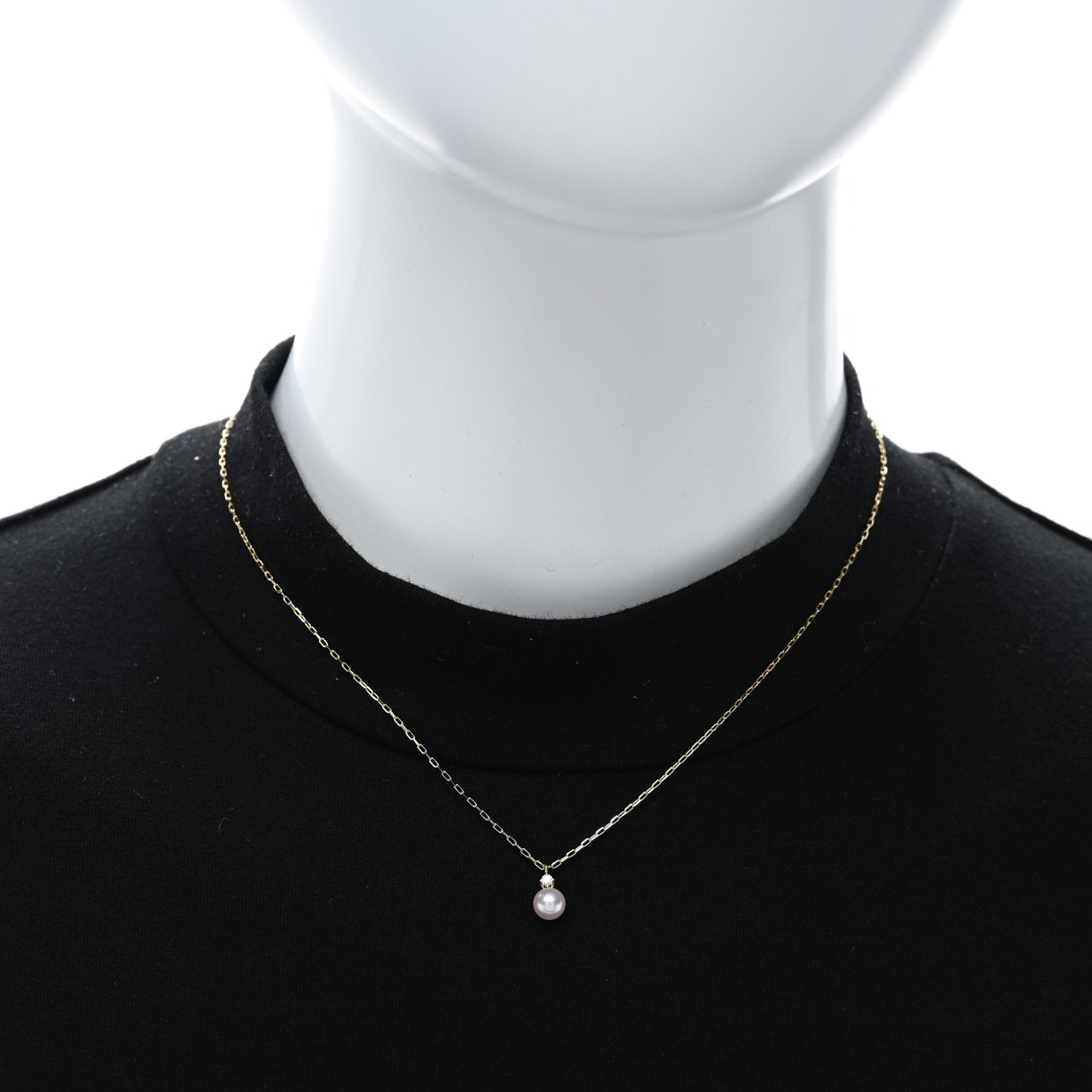 Mikimoto 18K Yellow Gold Diamond Akoya Cultured Pearl 5-5.5mm Drop Pendant Necklace 2 of 5