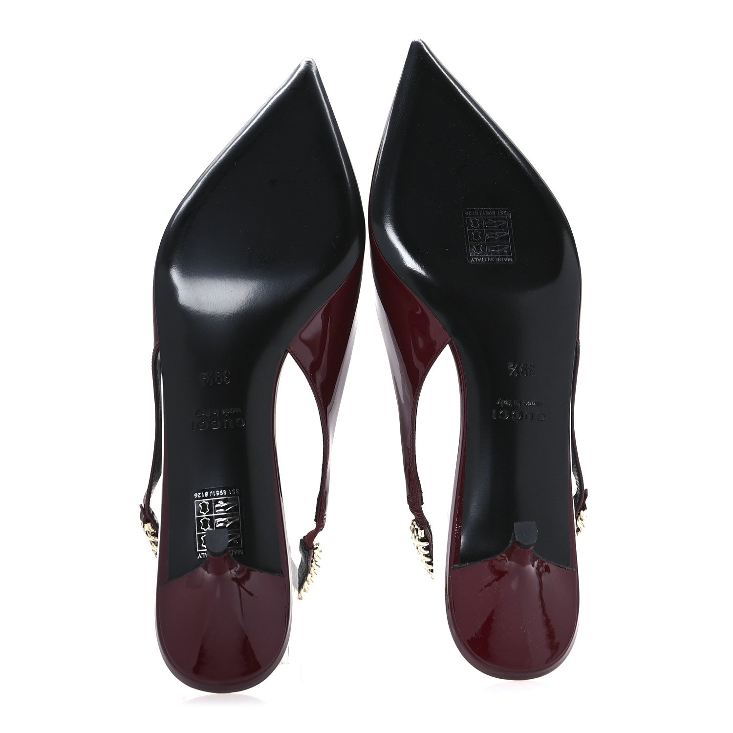 Gucci Patent Signoria 35mm Slingback Pumps 39.5 Rosso Ancora 6 of 9
