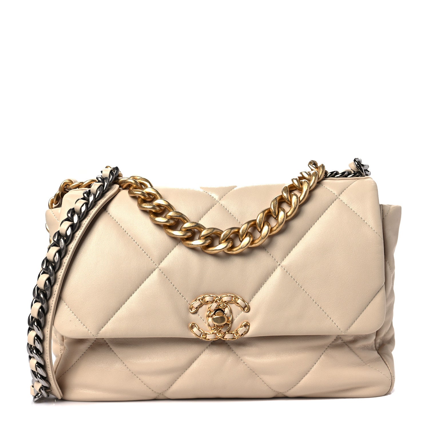Chanel Lambskin Quilted Large Chanel 19 Flap Beige 1 of 8