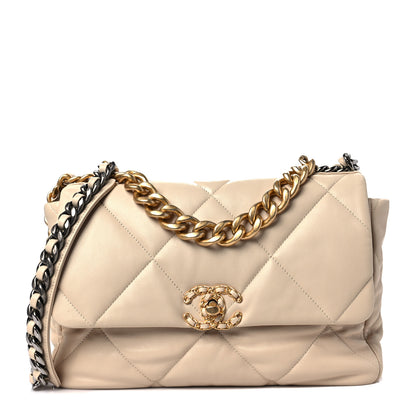 Chanel Lambskin Quilted Large Chanel 19 Flap Beige 1 of 8
