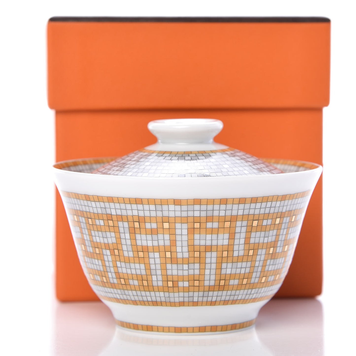 Porcelain Mosaique Au 24 Porcelain Tea Cup with Lid and Saucer