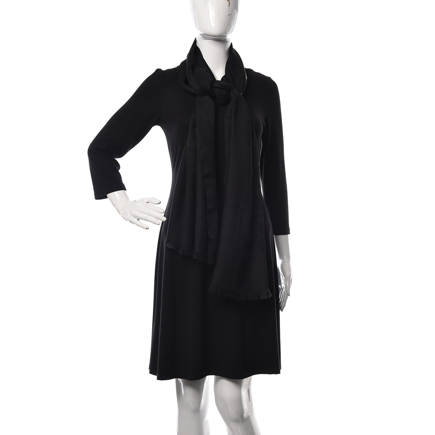 Wool Silk GG Monogram GGNat Scarf Black