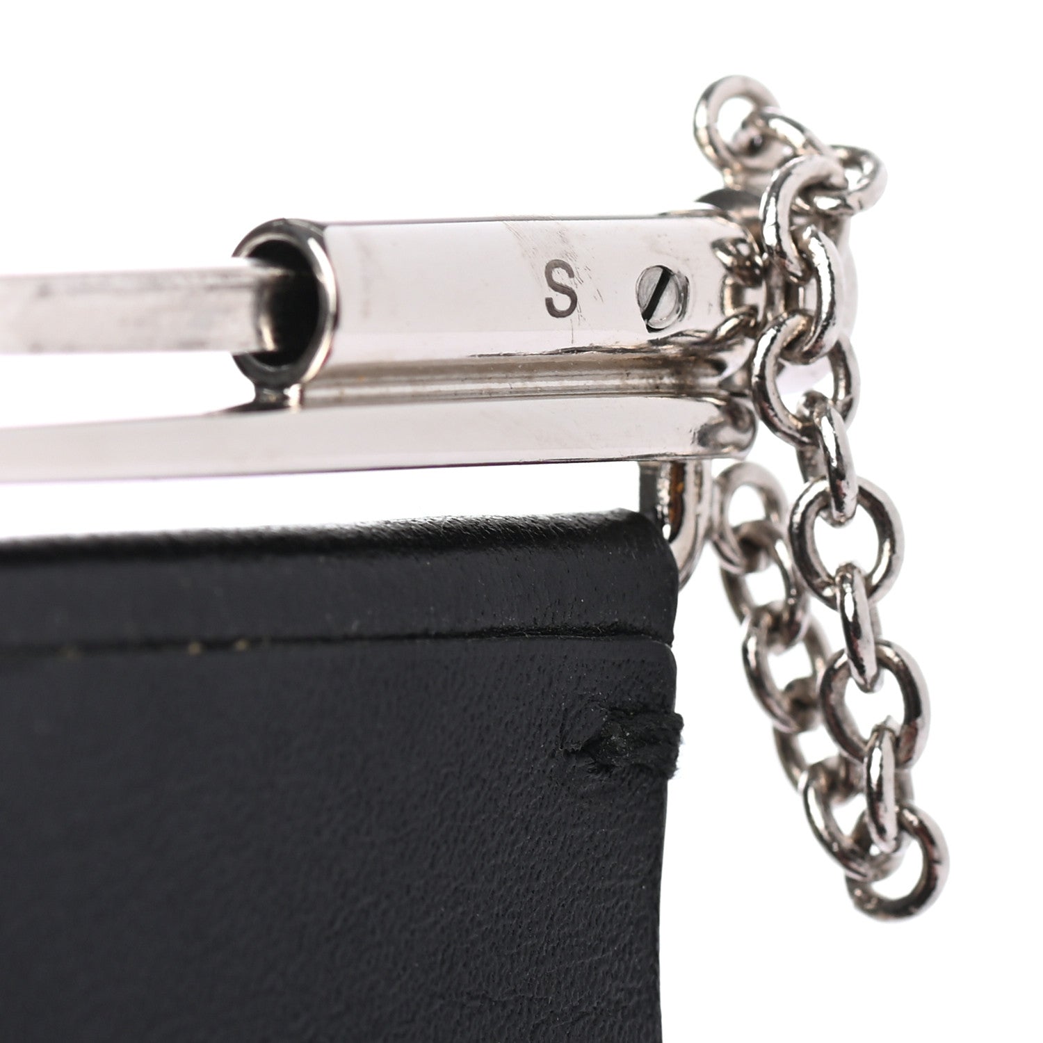 Chanel Lambskin Baguette Crystal CC Chain Cuff Bracelet S Black 4 of 5