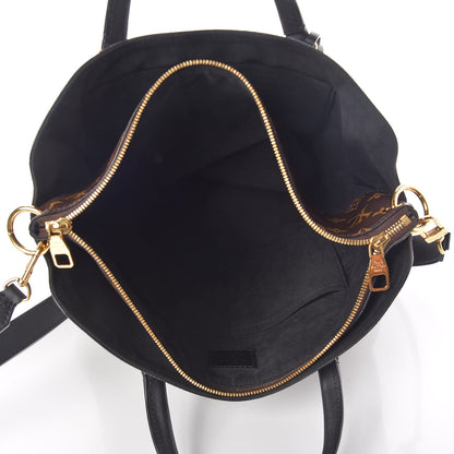 Louis Vuitton Monogram Flower Zipped Tote MM Black 8 of 9