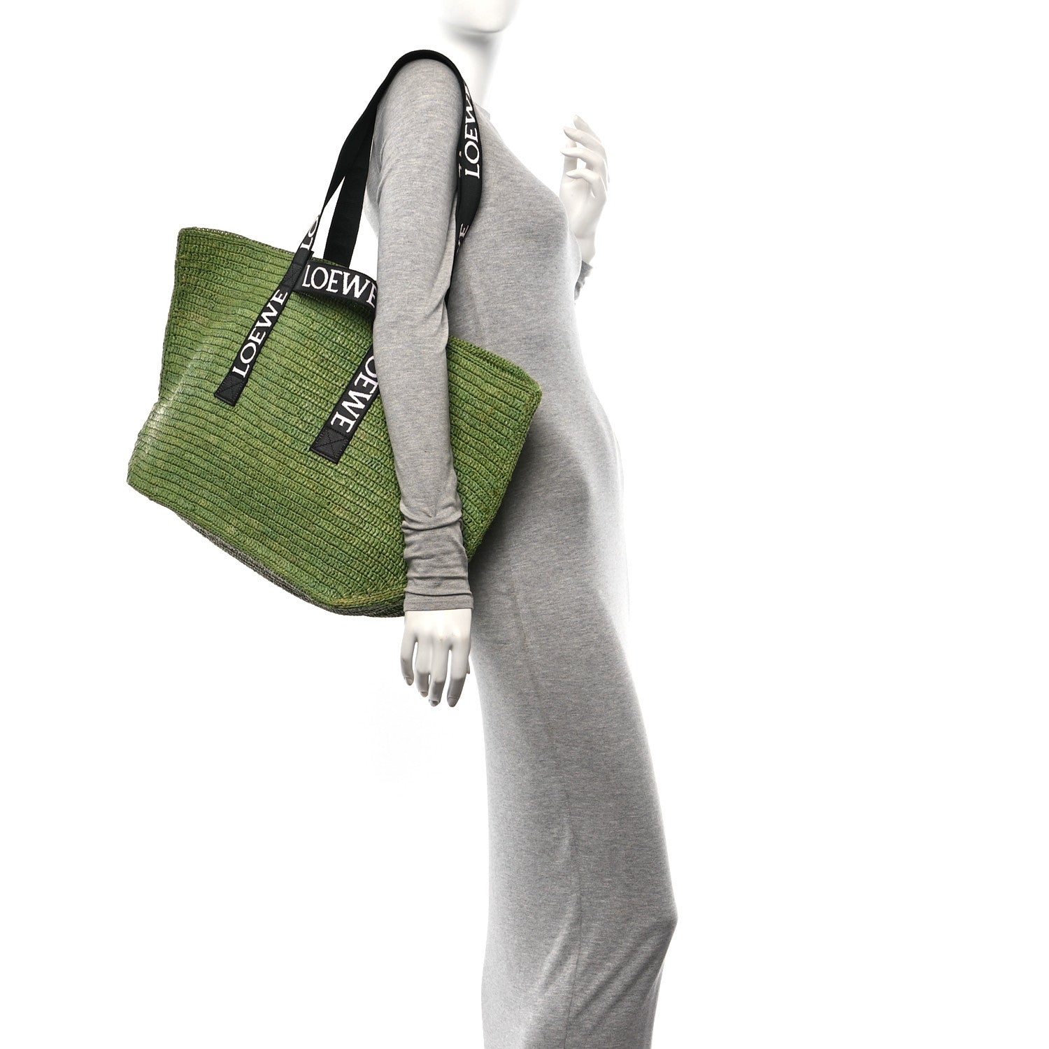 Loewe Raffia Paulas Ibiza Fold Shopper Tote Green 2 of 10