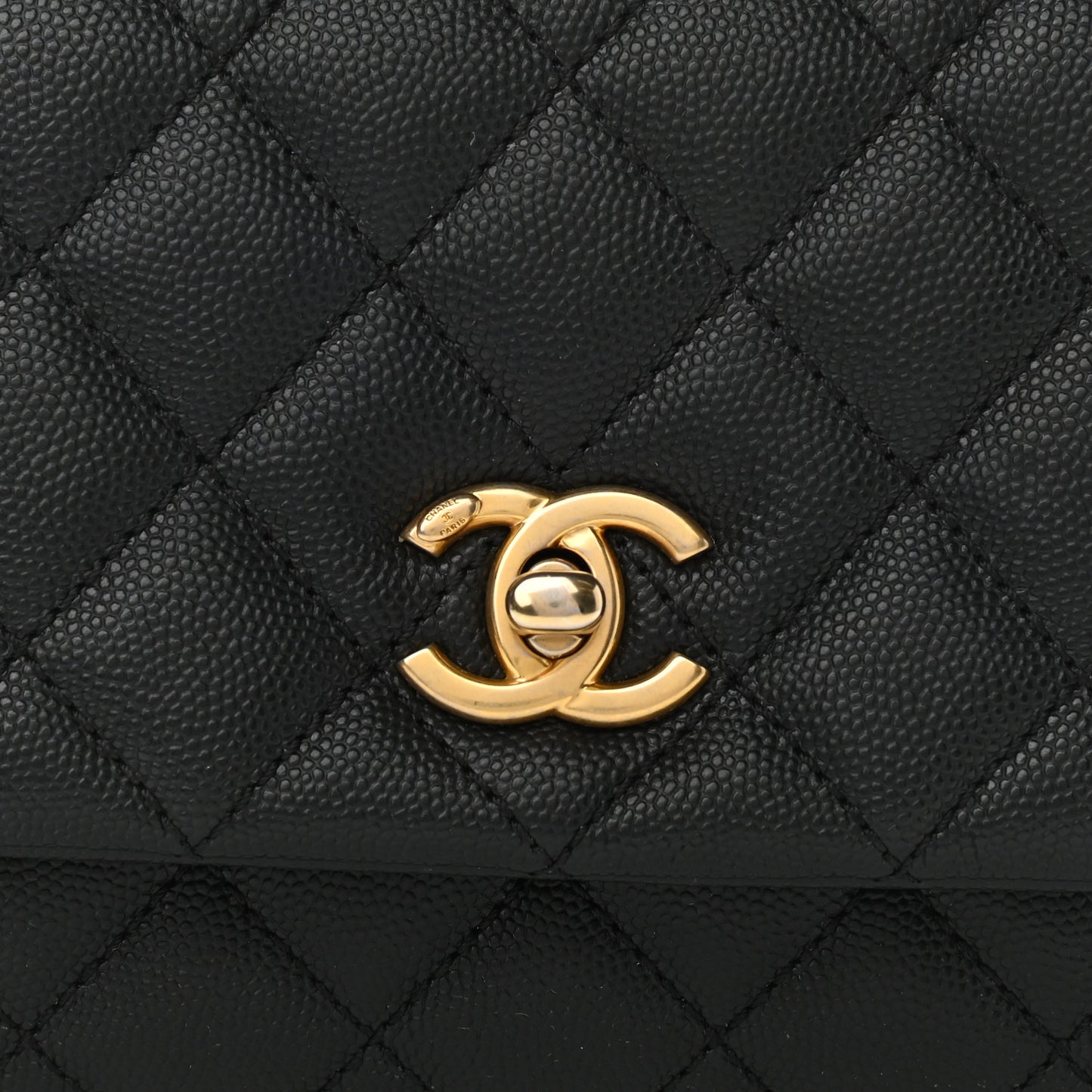 Caviar Quilted Mini Coco Handle Flap Black