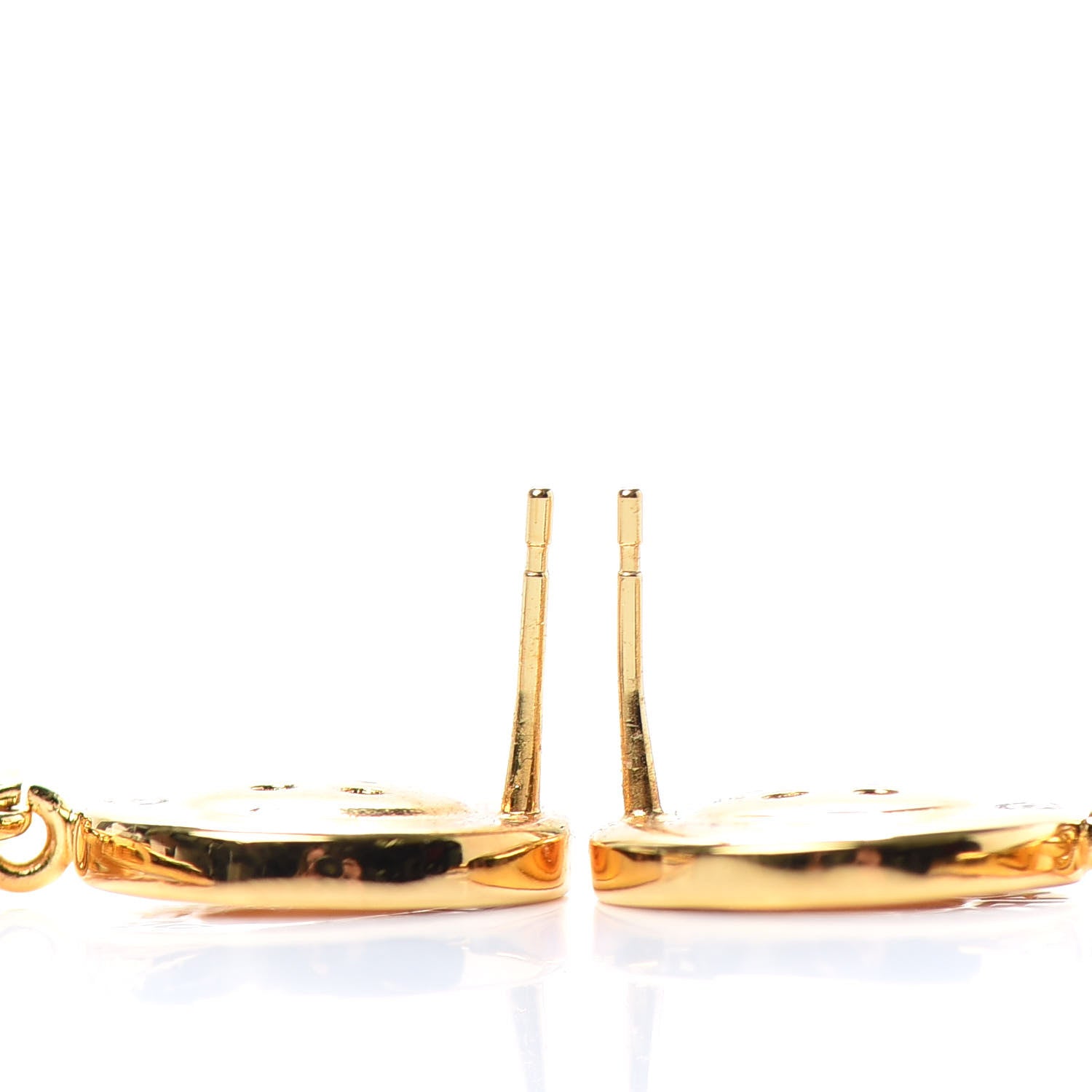 Chanel Metal Large Paris Button Earrings Gold 3 of 4