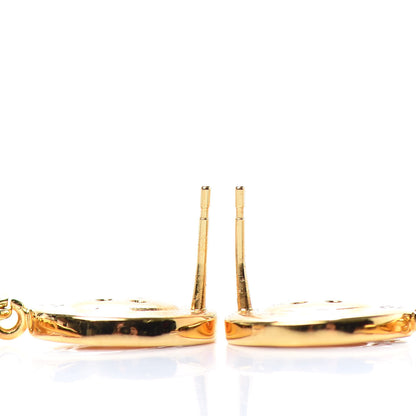 Chanel Metal Large Paris Button Earrings Gold 3 of 4