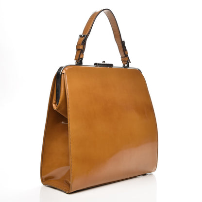 Prada Spazzolato Logo Print Framed Bag Ambra 3 of 8