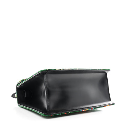 Gucci Jacquard Floral Mini Sylvie Top Handle Bag Green Multicolor Black 3 of 9