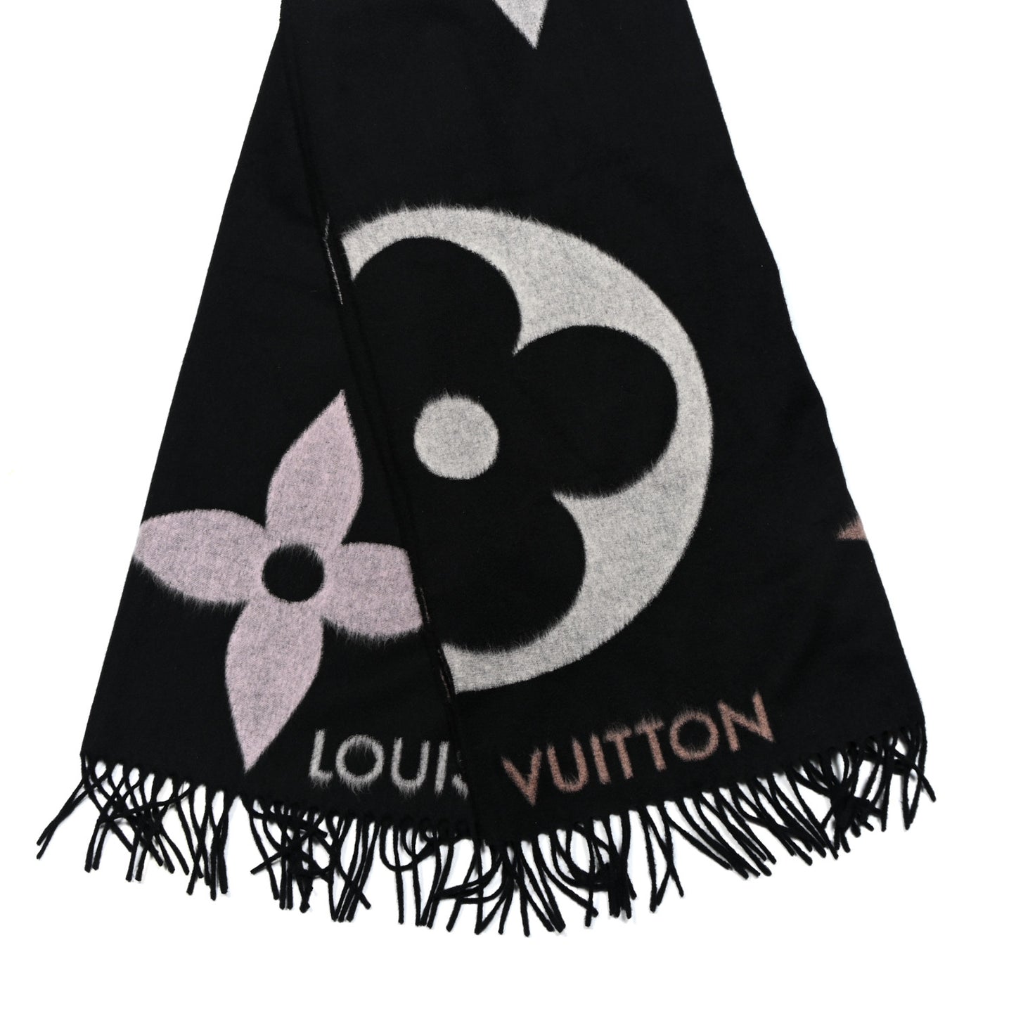 Cashmere Wool Oversized Monogram The Ultimate Scarf Black