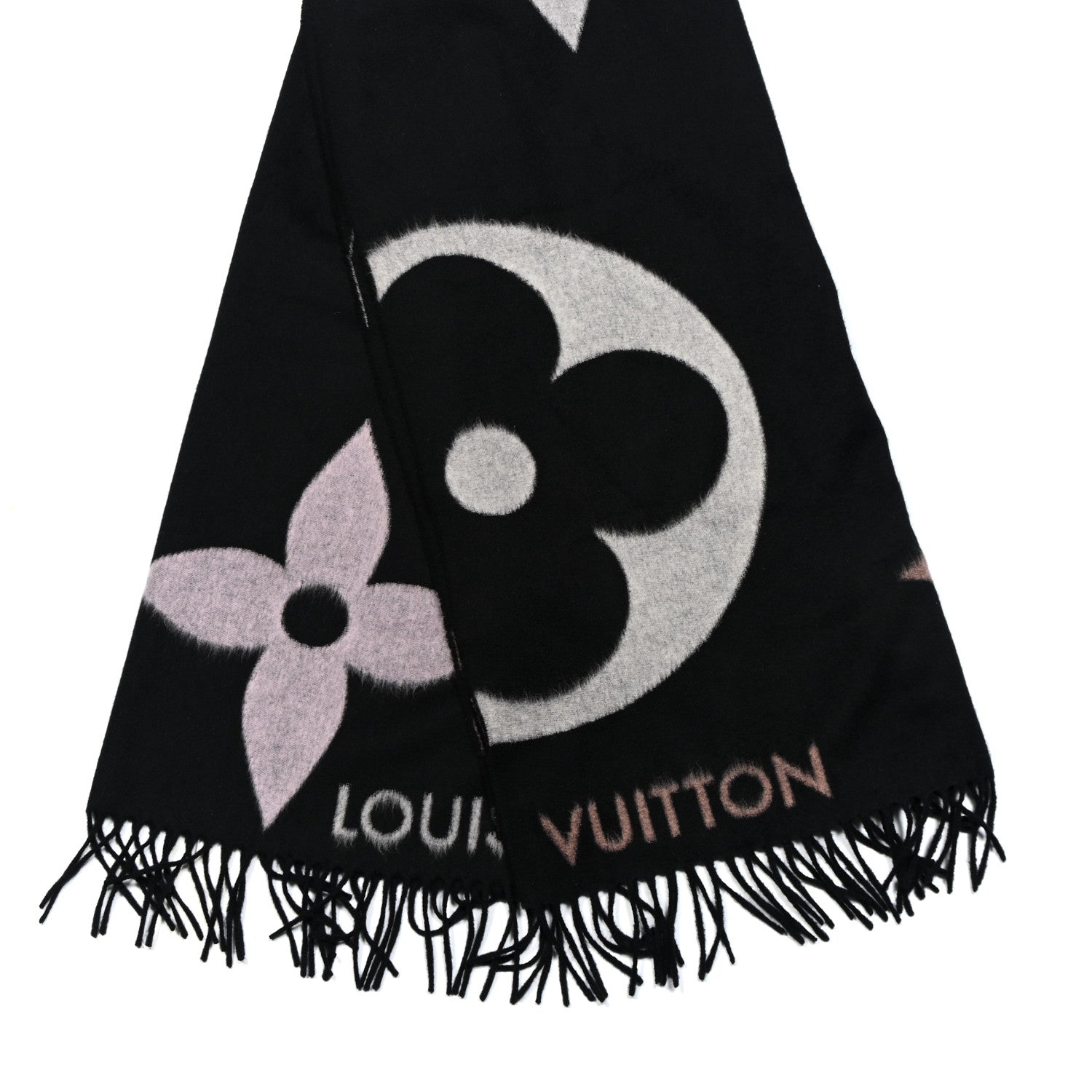 Louis Vuitton Cashmere Wool Oversized Monogram The Ultimate Scarf Black 2 of 3