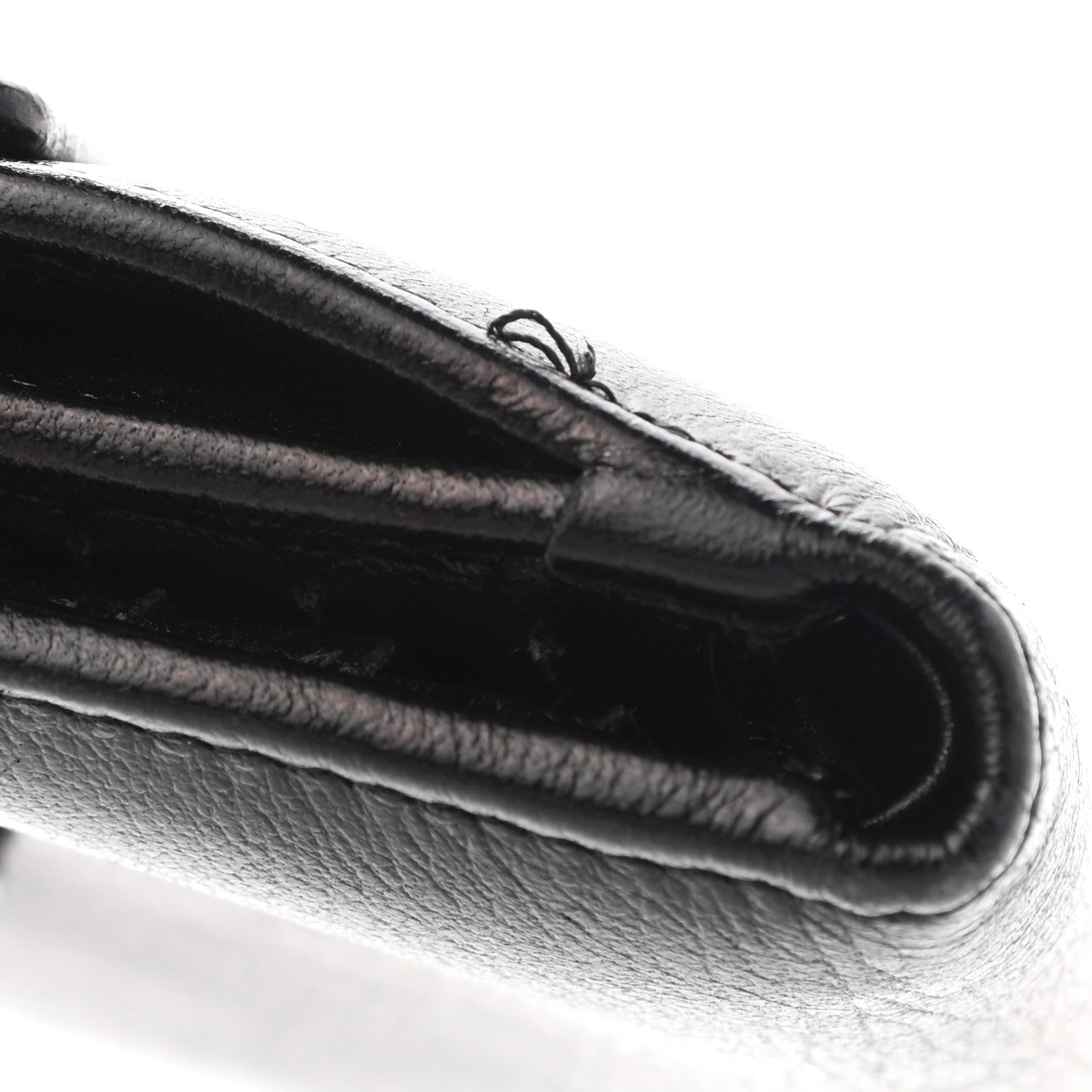 Chanel Glazed Goatskin Camellia Embossed French Flap Wallet Black 12 of 12
