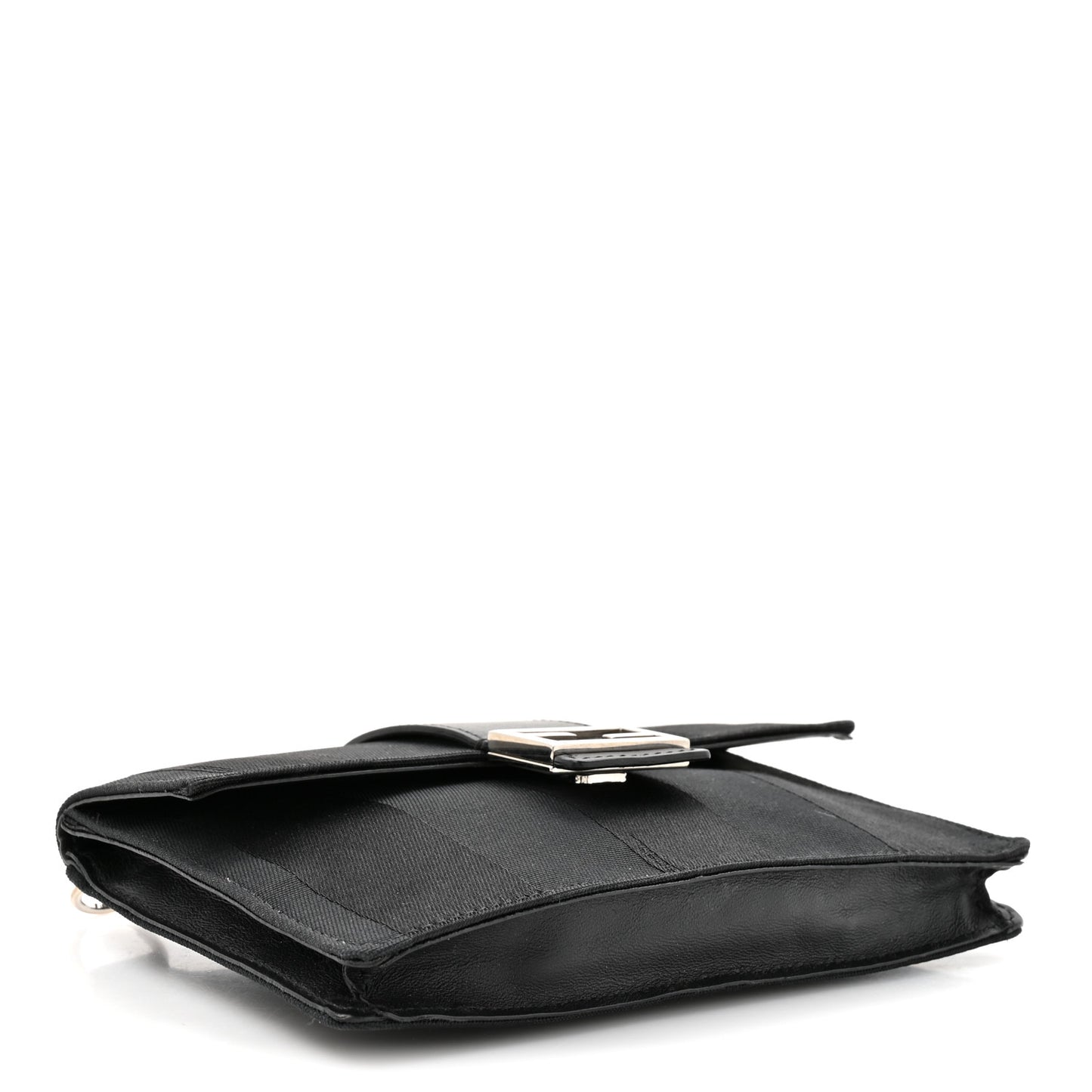 Recycled Nylon Vitello Grace Light Pequin Baguette Belt Pouch Black