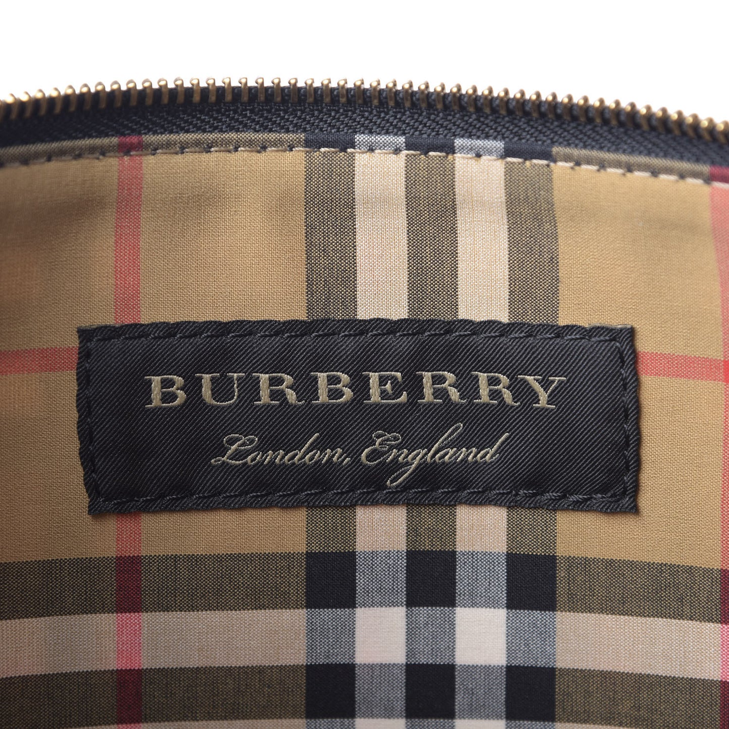 Coated Canvas Vintage Check Large Zip Pouch Antique Yellow