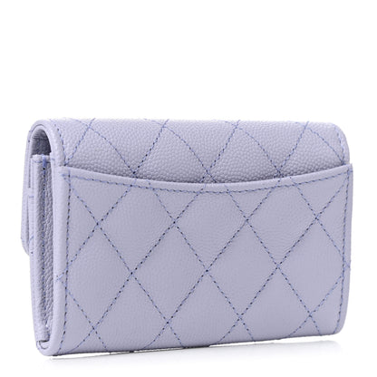 Chanel Caviar Quilted Flap Card Holder Wallet Light Purple 3 of 8