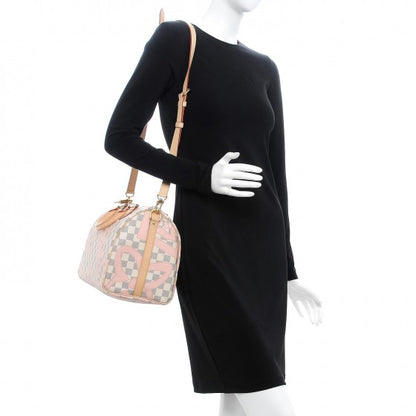 Louis Vuitton Damier Azur Tahitienne Speedy Bandouliere 30 Rose Ballerine 3 of 11