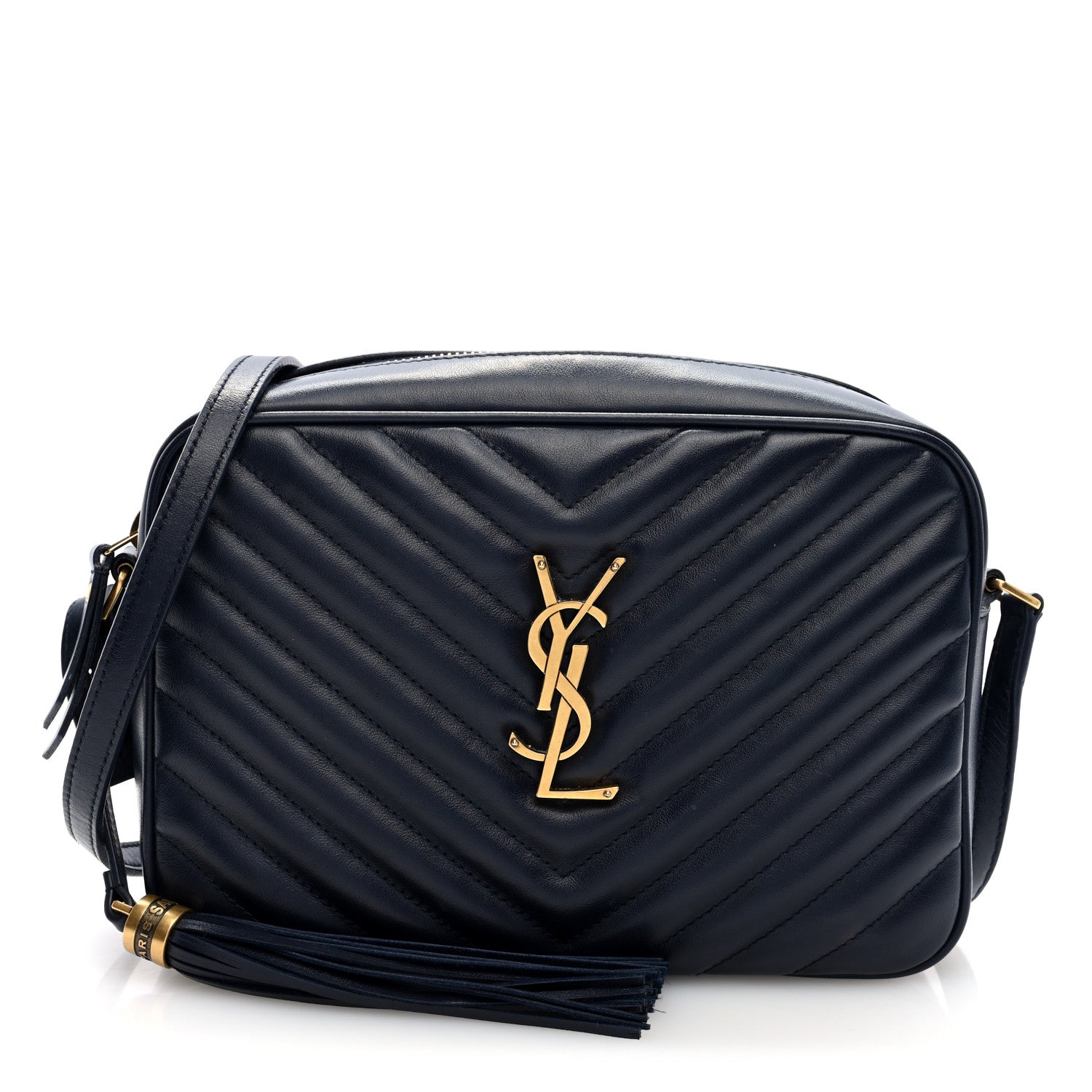 Saint Laurent Calfskin Matelasse Monogram Lou Camera Bag Navy 1 of 9