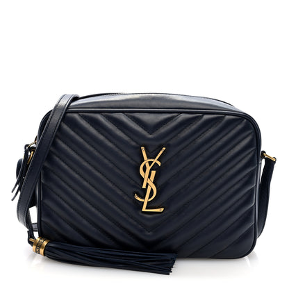 Saint Laurent Calfskin Matelasse Monogram Lou Camera Bag Navy 1 of 9