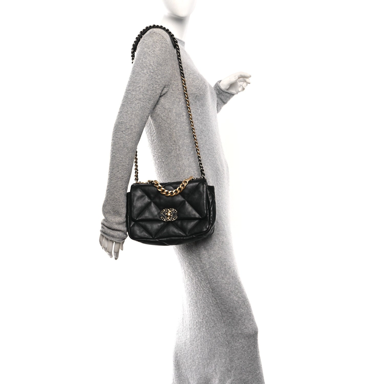 Chanel Lambskin Quilted Medium Chanel 19 Flap Black 2 of 11