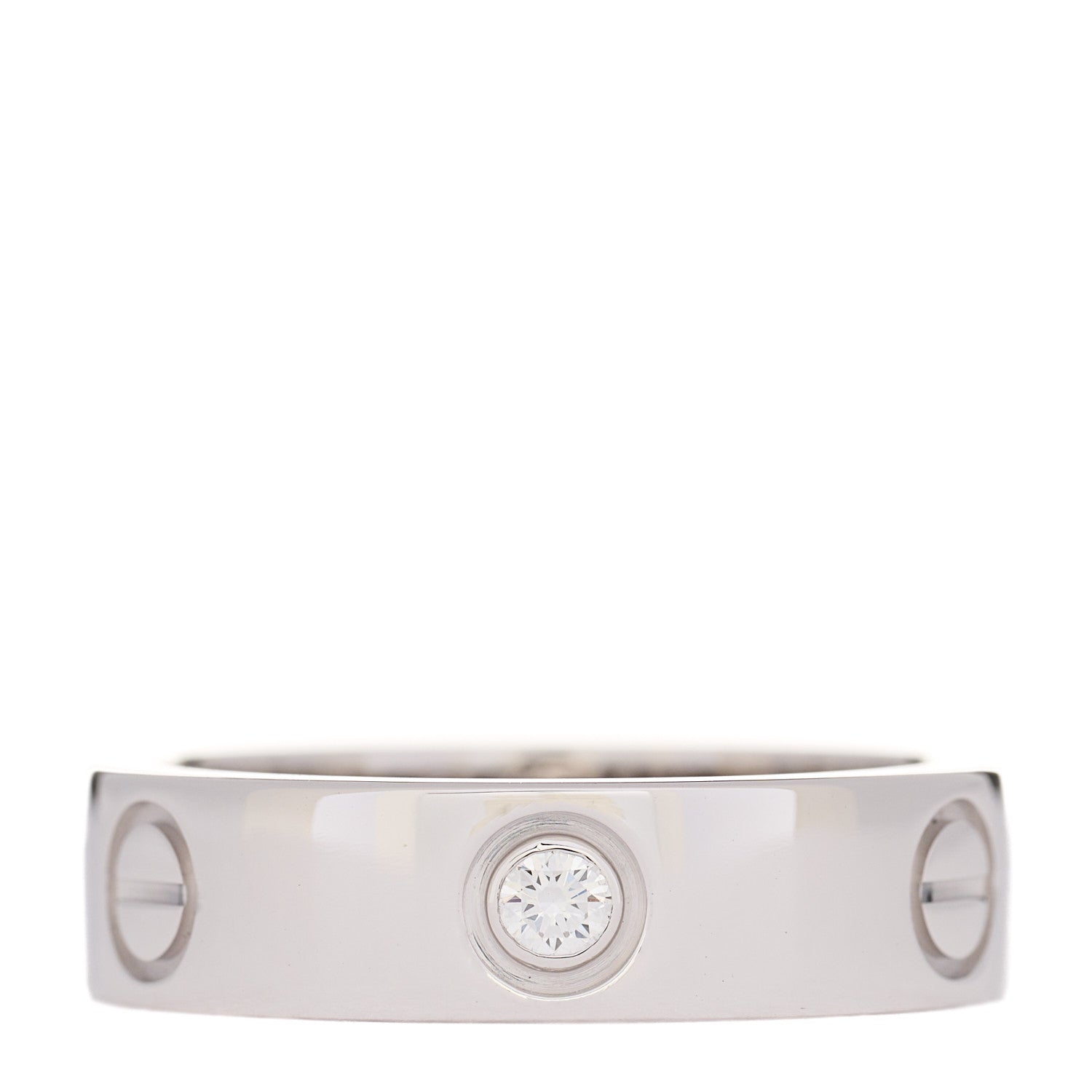 Cartier 18K White Gold 3 Diamond 5.5mm LOVE Ring 56 7.75 1 of 4