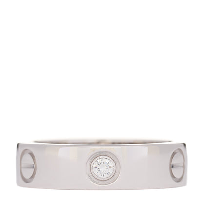 Cartier 18K White Gold 3 Diamond 5.5mm LOVE Ring 56 7.75 1 of 4