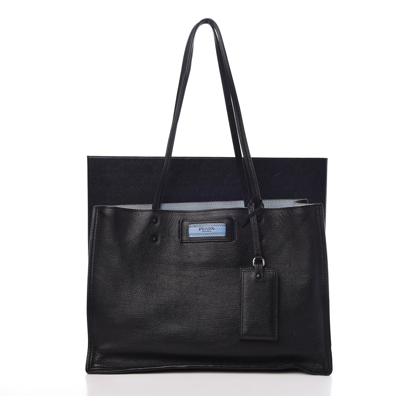 Prada Glace Calf Etiquette Shopping Bag Black Astrale 10 of 10
