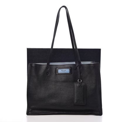 Prada Glace Calf Etiquette Shopping Bag Black Astrale 10 of 10