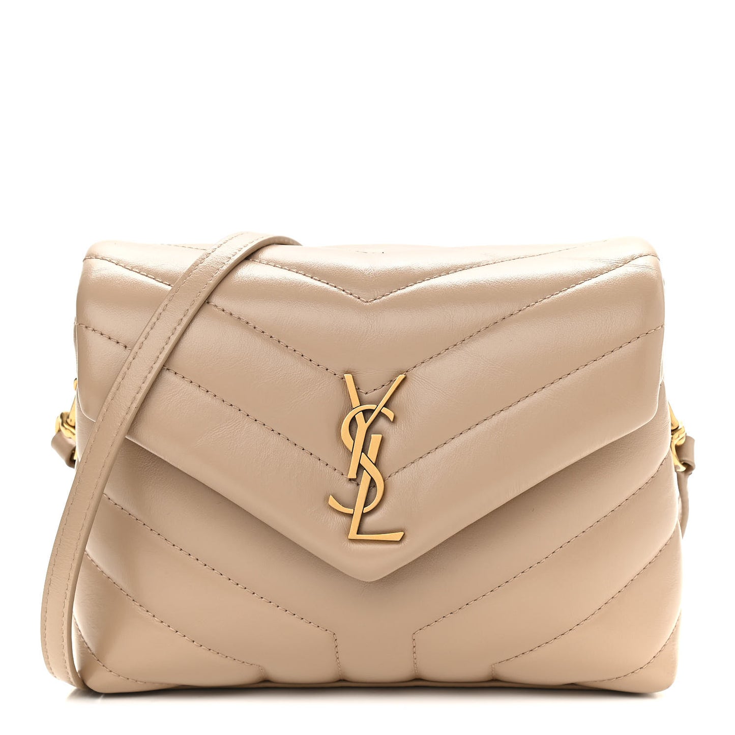 Calfskin Y Quilted Monogram Toy Loulou Crossbody Bag Latte