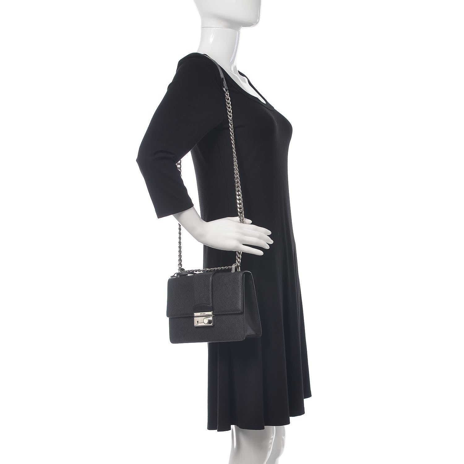 Prada Saffiano Pattina Crossbody Bag Black 2 of 9