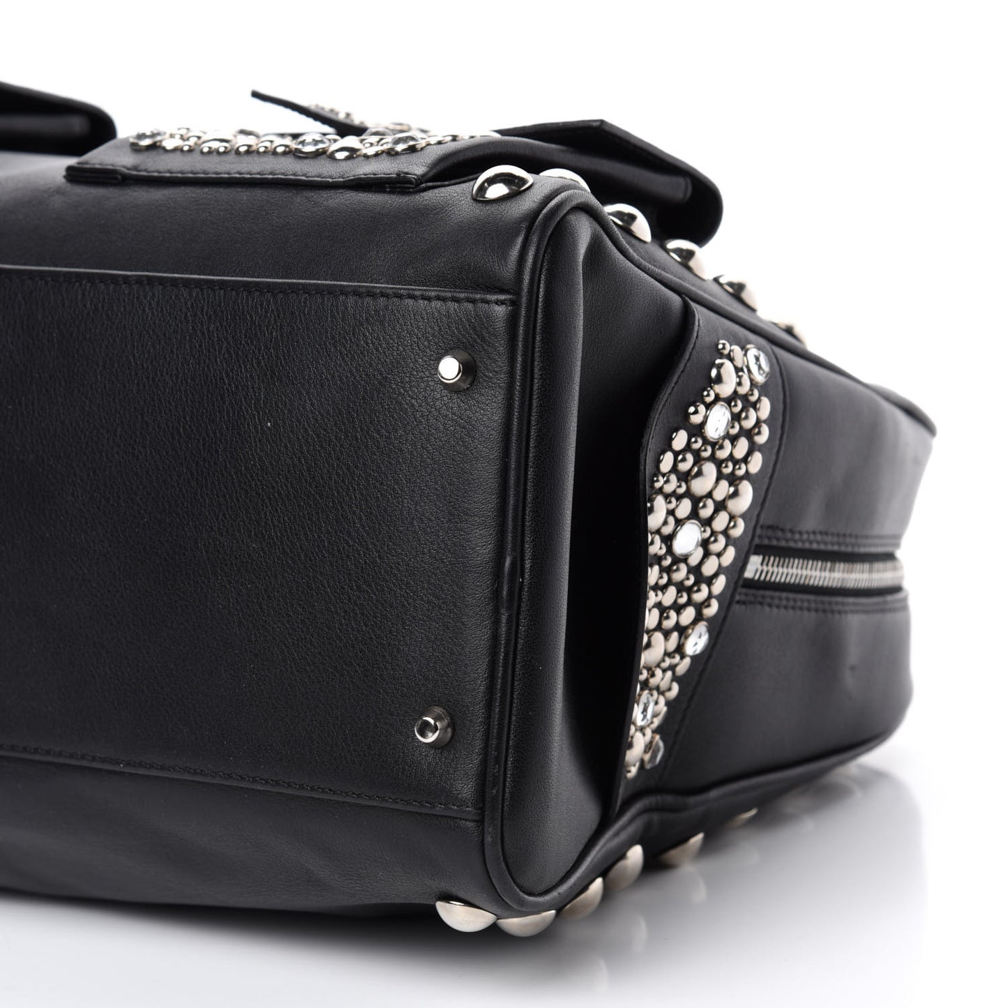 Calfskin Studded DV Satchel Black