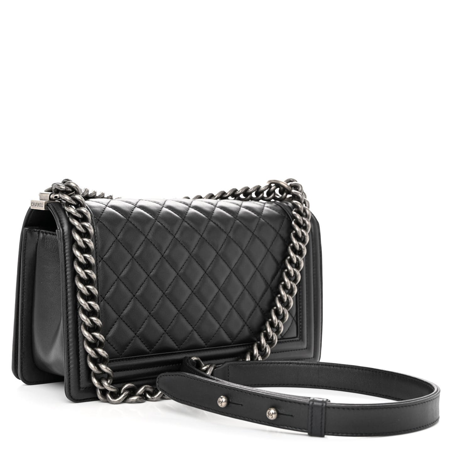 Calfskin Quilted Medium Boy Flap Black