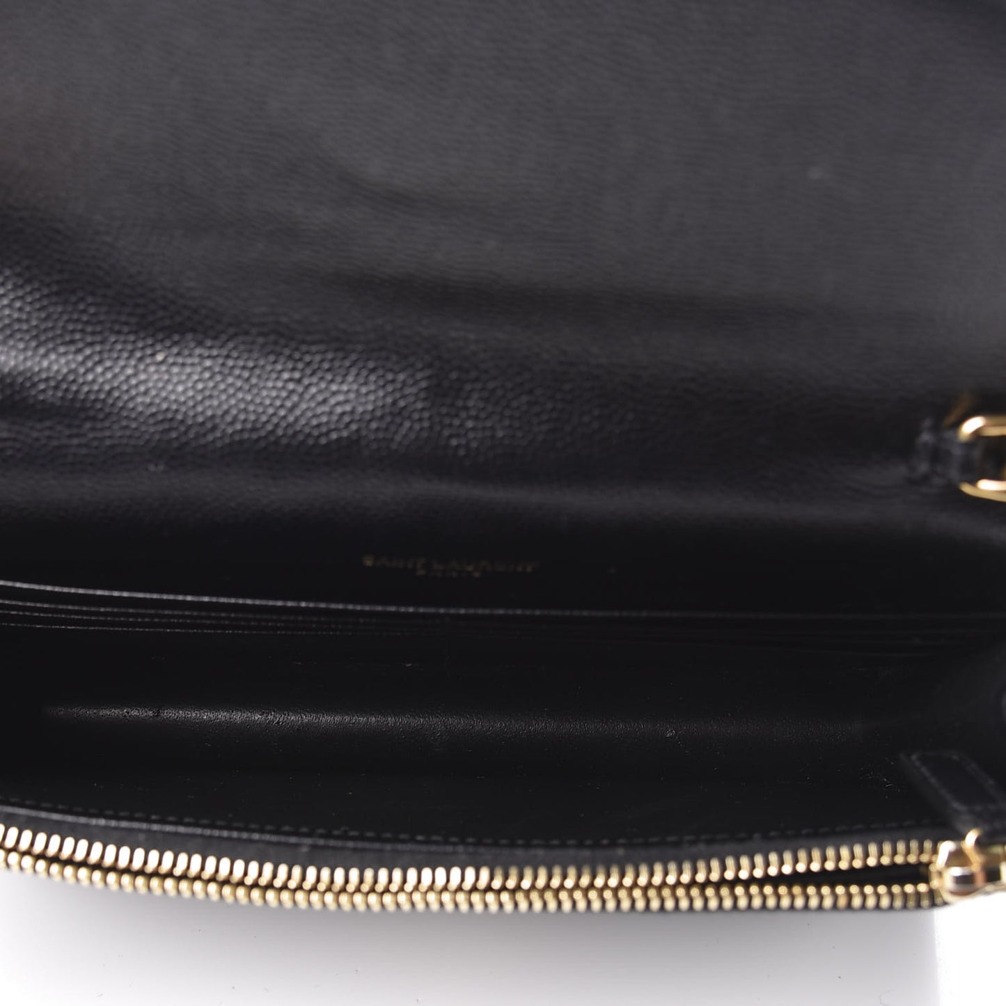 Grain De Poudre Matelasse Chevron Monogram Envelope Chain Wallet Black