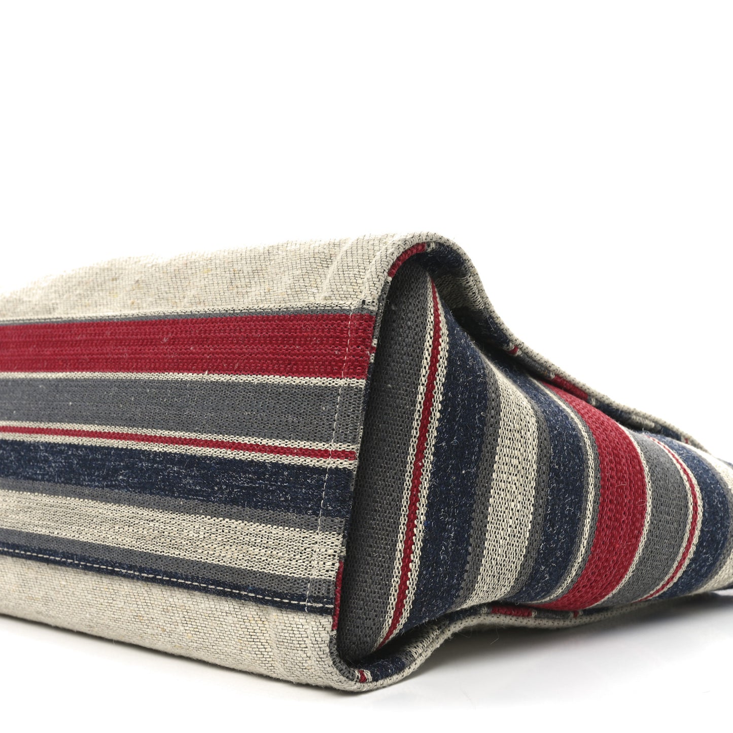 Striped Canvas Small Deauville Tote Beige