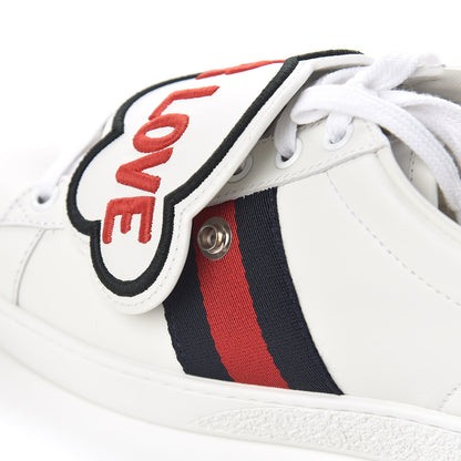 Gucci Calfskin Ayers Blind For Love Embroidered Womens Ace Sneakers 36.5 White 11 of 12