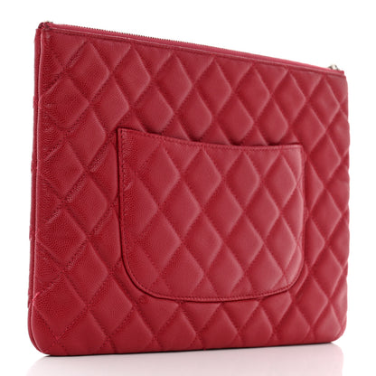 Chanel Caviar Quilted Medium Cosmetic Case Red 3 of 11