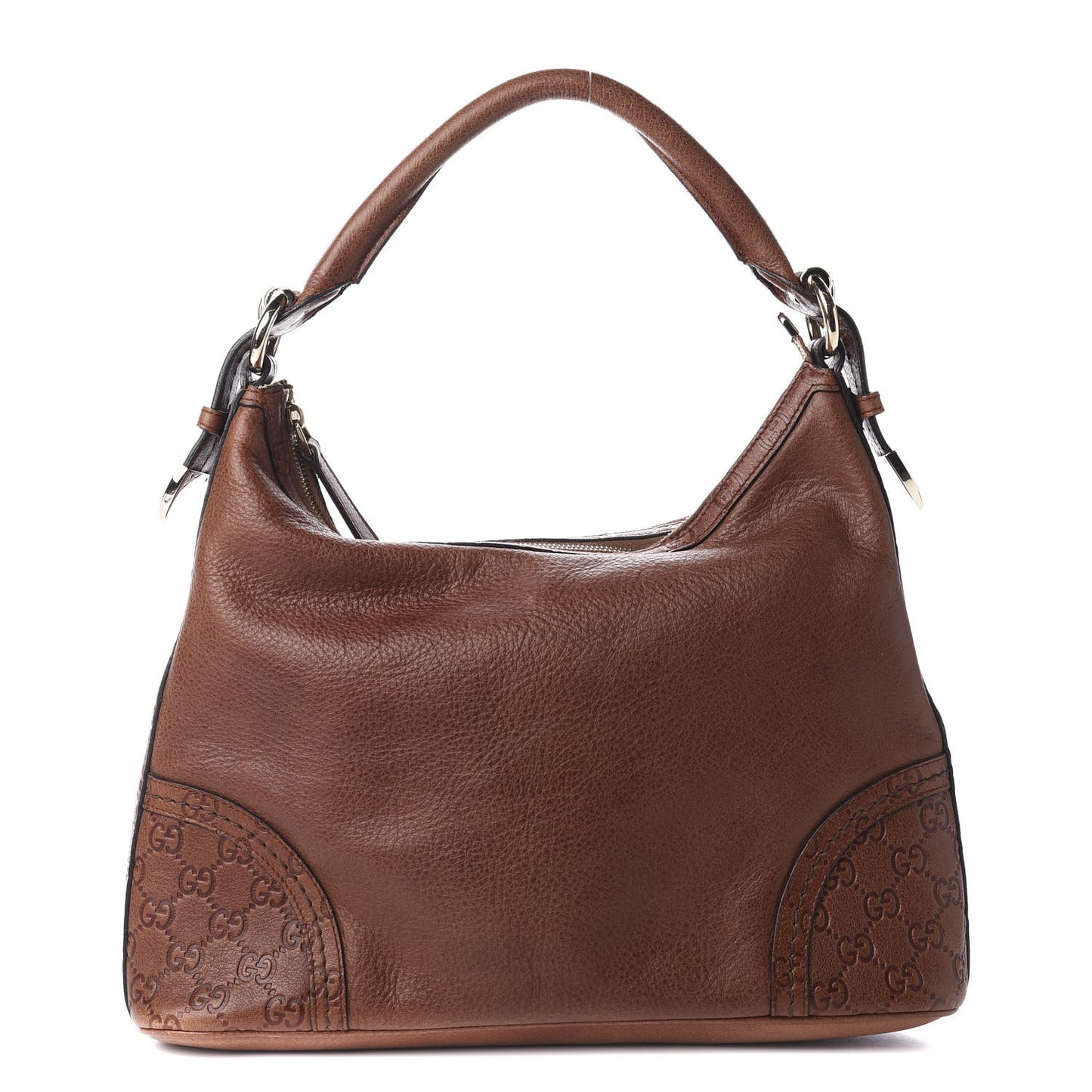 Pebbled Calfskin Guccissima Trim Medium Signoria Hobo Brown