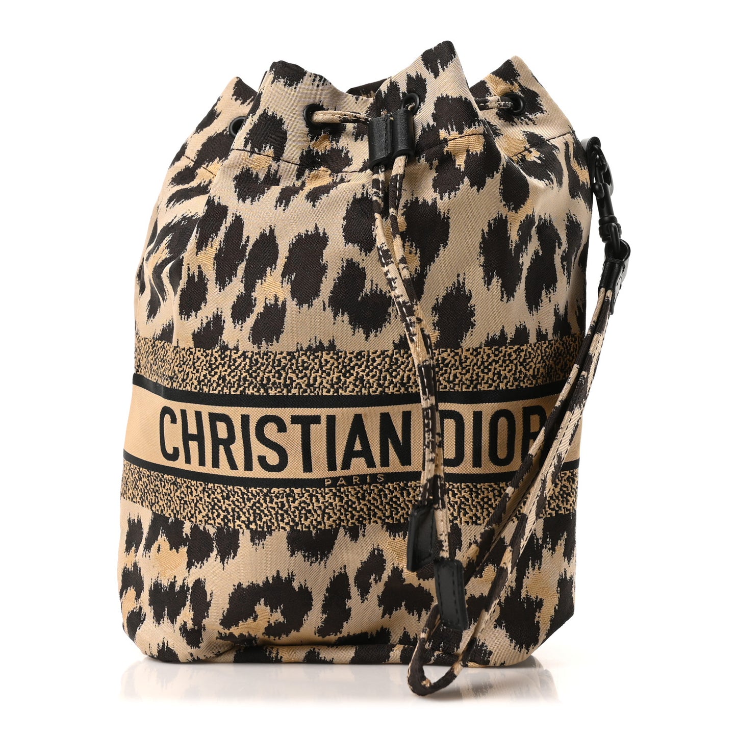 Canvas Mizza Embroidered Leopard DiorTravel Pouch Beige