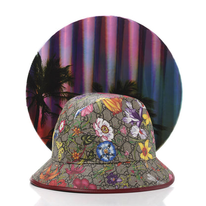 Gucci GG Supreme Monogram Flora Fedora Hat L Red 9 of 9