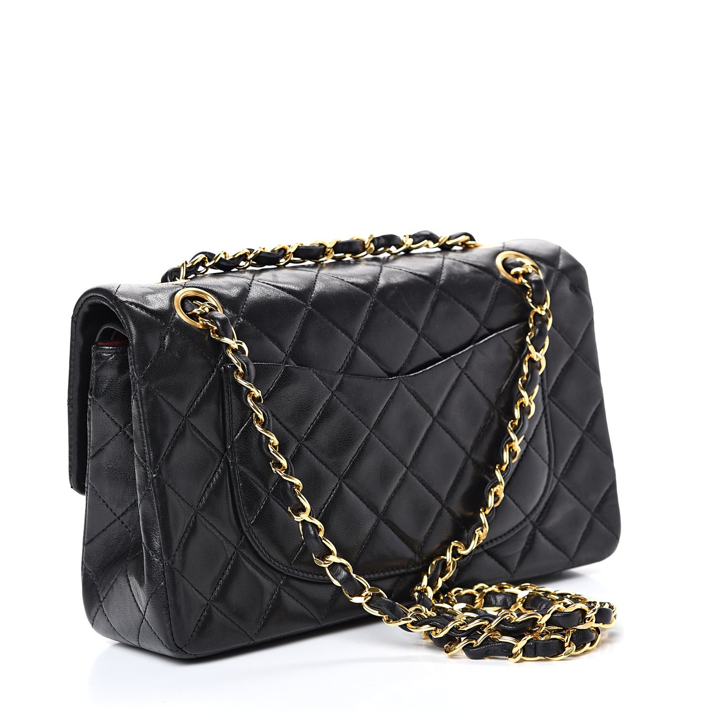 Lambskin Quilted Small Double Flap Black