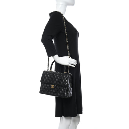 Chanel Lambskin Cross Stitch Small Coco Handle Flap Dark Black 3 of 12