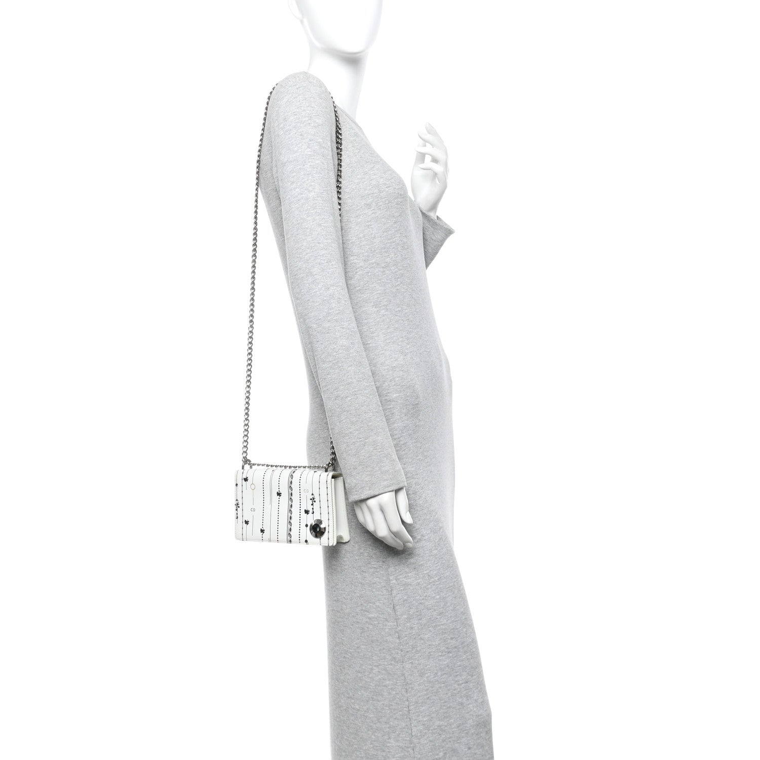 Christian Dior Calfskin Printed Mini Diorama Flap Bag White 2 of 11