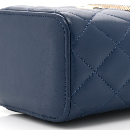 Chanel Lambskin Quilted Top Handle Mini Vanity Case With Chain Blue 11 of 11