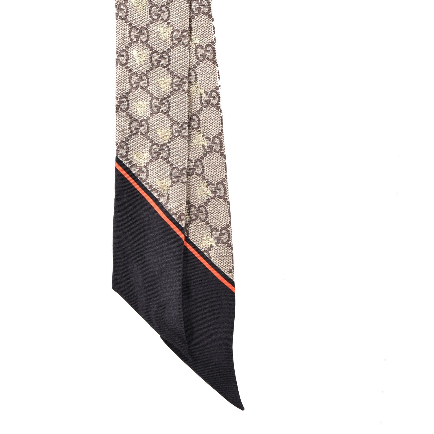 Gucci Silk Twill GG Monogram GG Bee Neck Bow Scarf Black Red 2 of 3