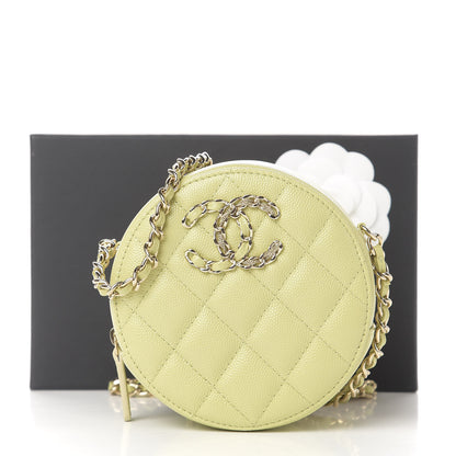 Chanel Caviar Quilted French New Wave Round Clutch With Chain Light Green 11 of 11