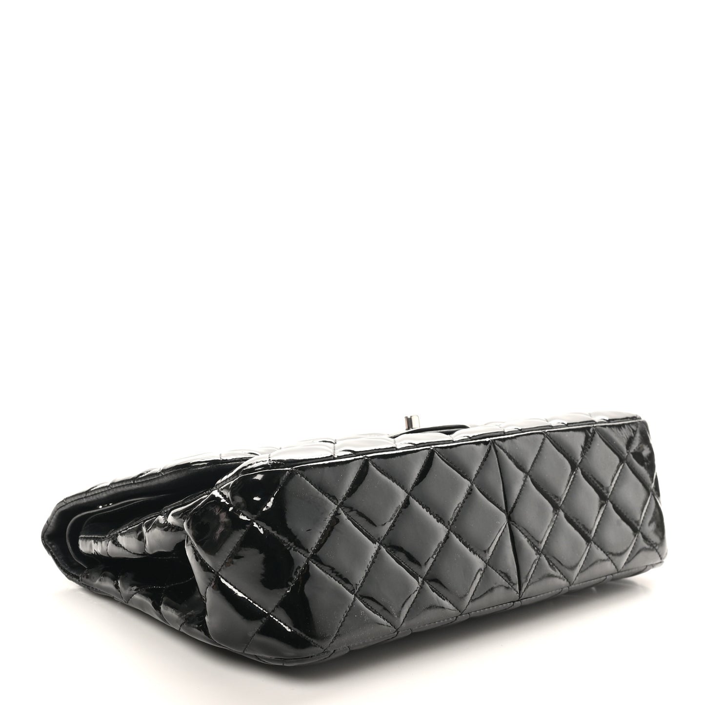 Patent Quilted Jumbo Double Flap Black